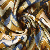 100% Viscose Confuso ZigZag Blauw
