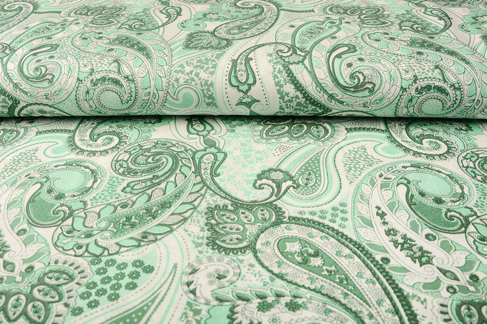 100% Viscose Ziso Paisley Groen