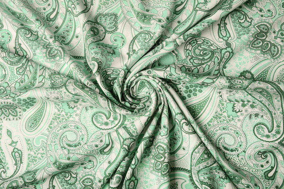 100% Viscose Ziso Paisley Groen