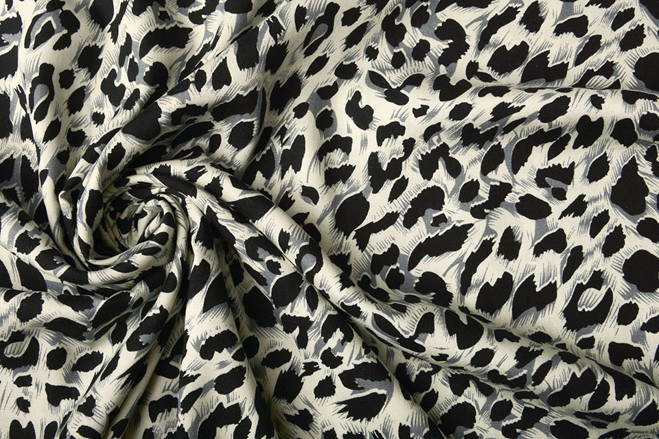100% Viscose Madoa Grijs