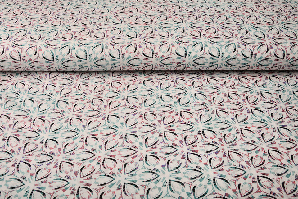 100% Viskose Morir Flor Aqua