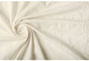 Jersey Embroidery Daisy Creme