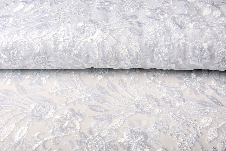 Mesh Embroidered June White