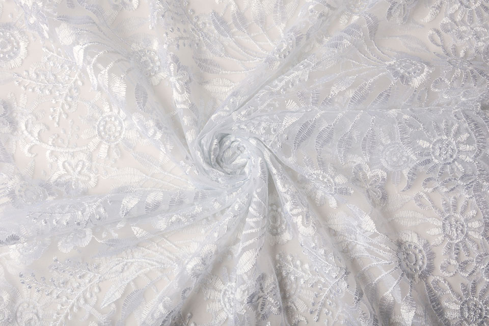 Mesh Embroidered June White