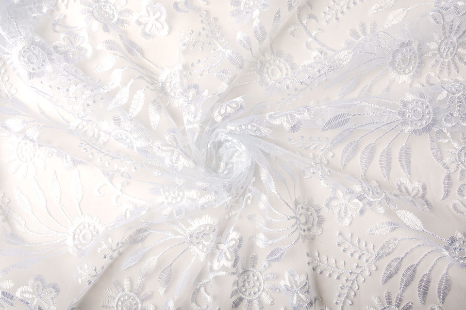 Mesh Embroidered June White
