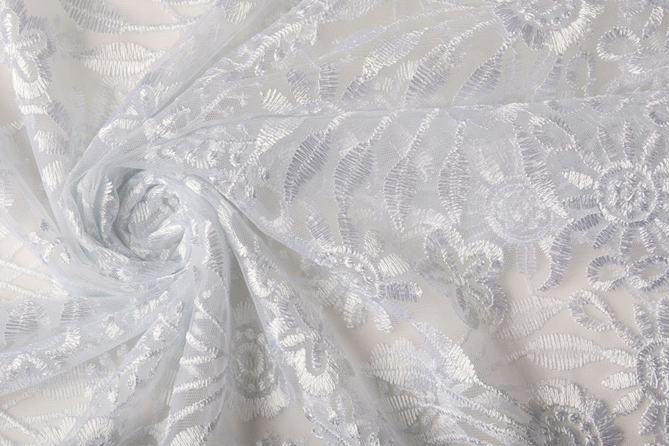 Mesh Embroidered June White