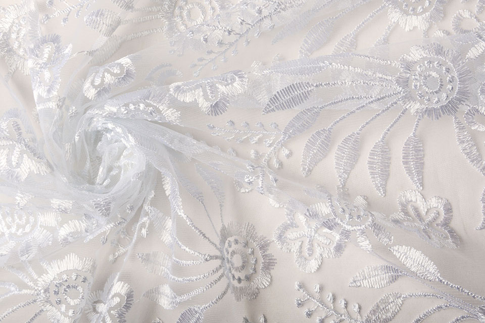 Mesh Embroidered June White