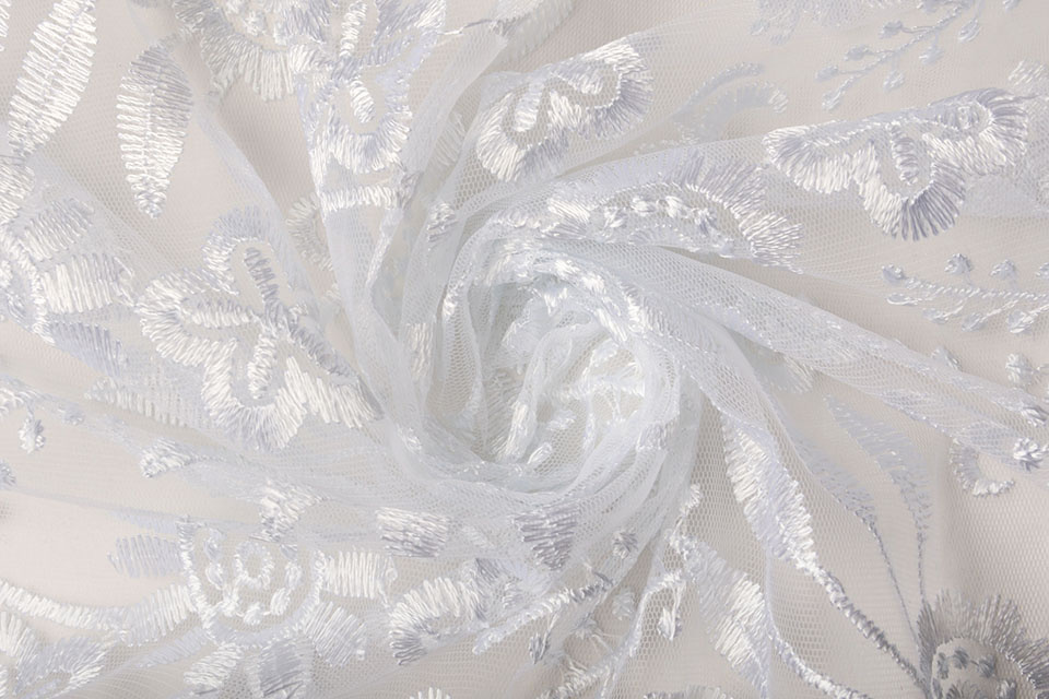 Mesh Embroidered June White