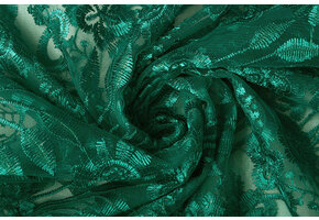 Mesh Embroidered June Bottle Green