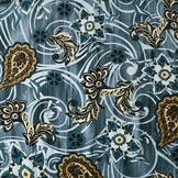 100% Viscose Flowers Paisley Blue