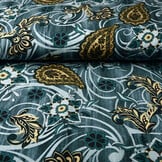100% Viscose Flowers Paisley Blue
