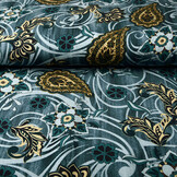 100% Viskose Blumen Paisley Blau