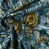 100% Viscose Bloemen Paisley Blauw