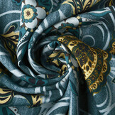 100% Viskose Blumen Paisley Blau