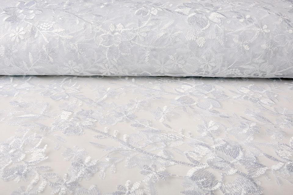 Mesh Embroidered Bo White
