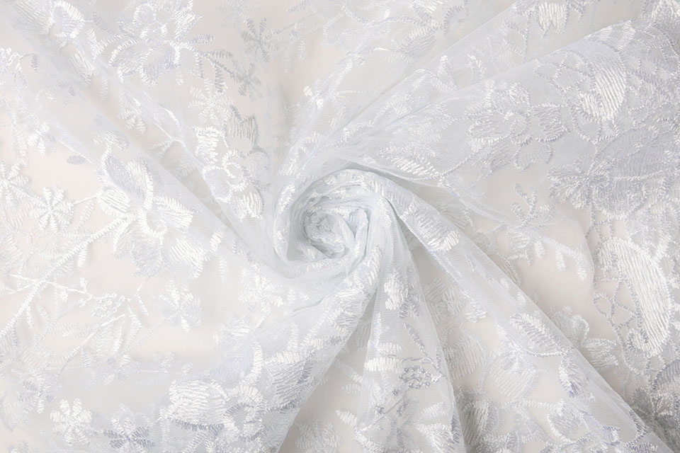 Mesh Embroidered Bo White