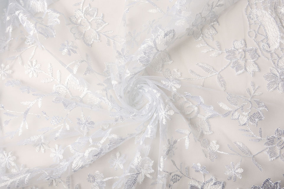 Mesh Embroidered Bo White
