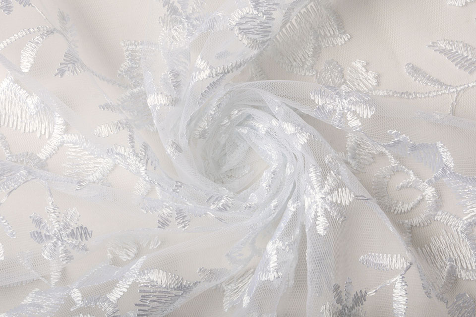 Mesh Embroidered Bo White
