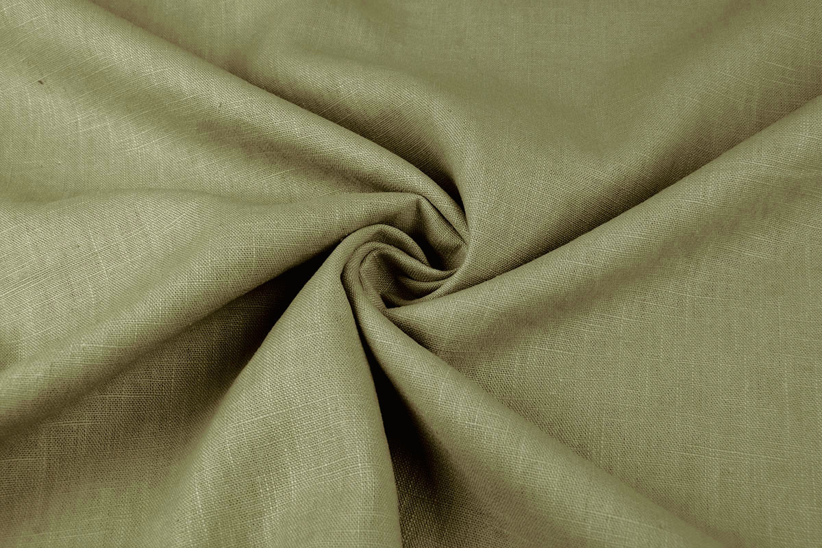 100% Linen - Khaki Green Soft Wash Twill