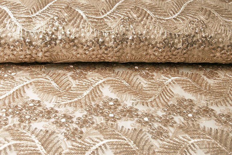 Mesh Embroidered Sequins Lina Champagne