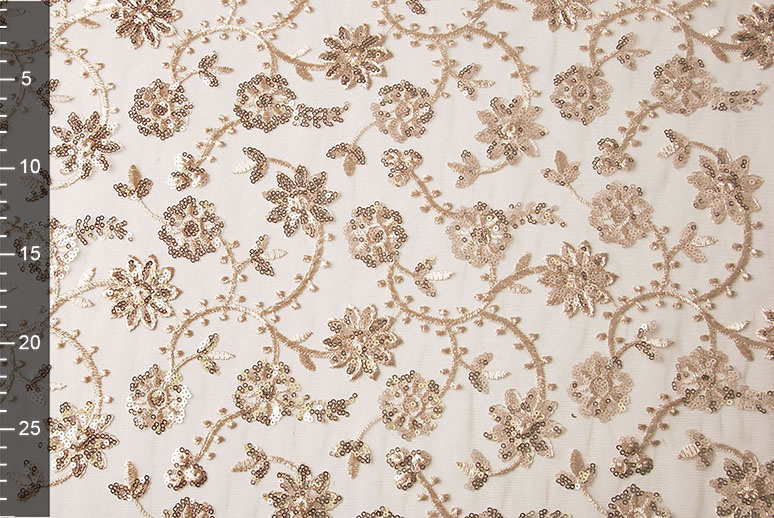 Mesh Embroidered Sequins Liz Champagne