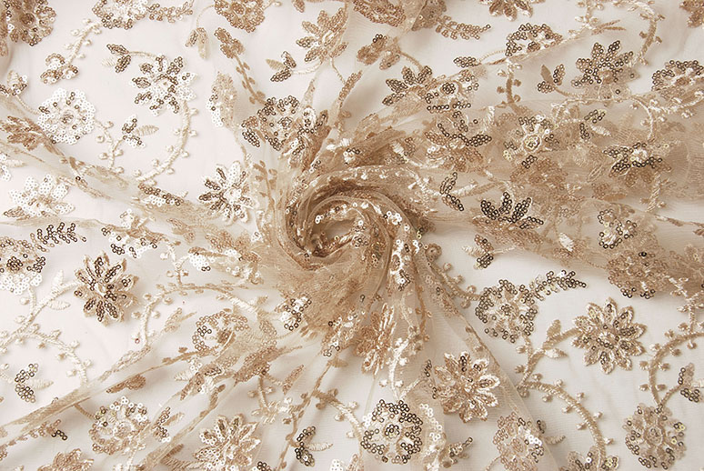 Mesh Embroidered Sequins Liz Champagne