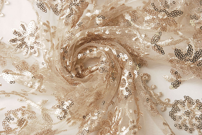 Mesh Embroidered Sequins Liz Champagne