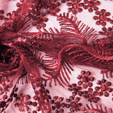 Mesh Embroidered  Sequins Lina Wine Red