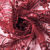 Mesh Embroidered  Sequins Lina Wine Red
