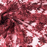 Mesh Embroidered  Sequins Liz Wine Red