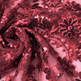 Mesh Embroidered  Sequins Liz Wine Red