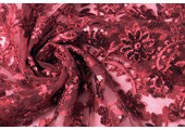 Mesh Embroidered  Sequins Liz Wine Red