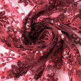 Mesh Geborduurd Pailletten Liz Wijnrood