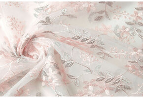 Mesh Geborduurd Evi Roze Zilver