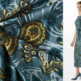 100% Viskose Blumen Paisley Blau