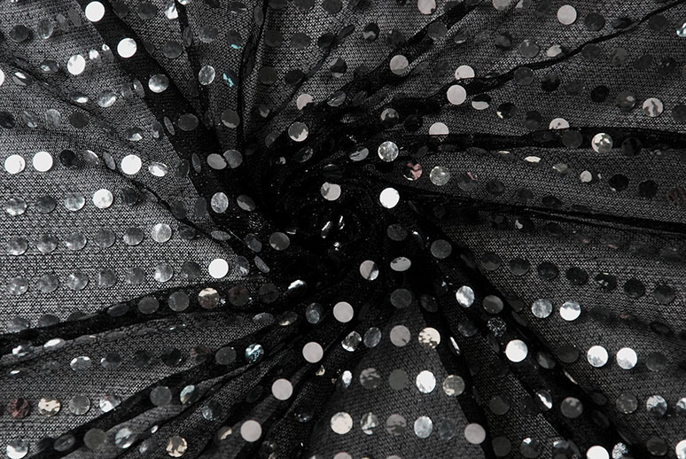 Sequins on Lurex Black Silver - YES Fabrics