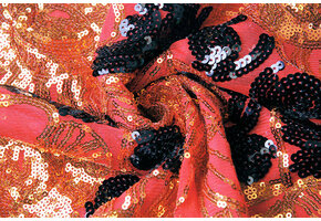 Sequins on Mesh  Esmay Red Black