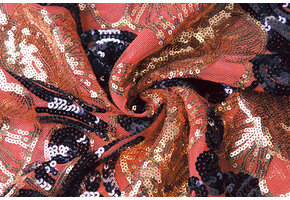 Sequins on Mesh  Esmay Coral Aubergine