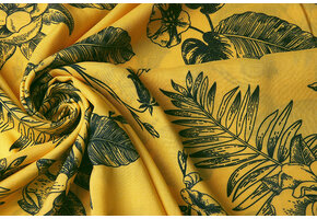 100% Viscose Scarlett Bloemen Geel