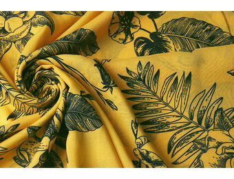 100% Viskose Scarlett Blumen Gelb