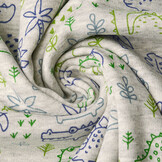 Sweatstoff Alpenfleece Krokodil und Dino Multi 2