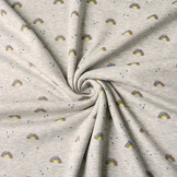 Sweatstoff Alpenfleece Regenbogen Grau Melange