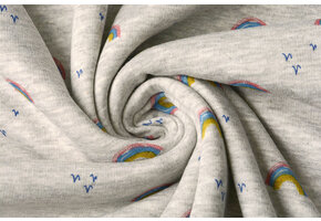 Sweatstoff Alpenfleece Regenbogen Grau Melange