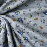 Sweatstoff Alpenfleece Lovely Flowers Jeans Melange