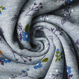 Sweatstoff Alpenfleece Lovely Flowers Jeans Melange