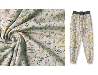 Sweatstoff Alpenfleece Krokodil und Dino Multi 1