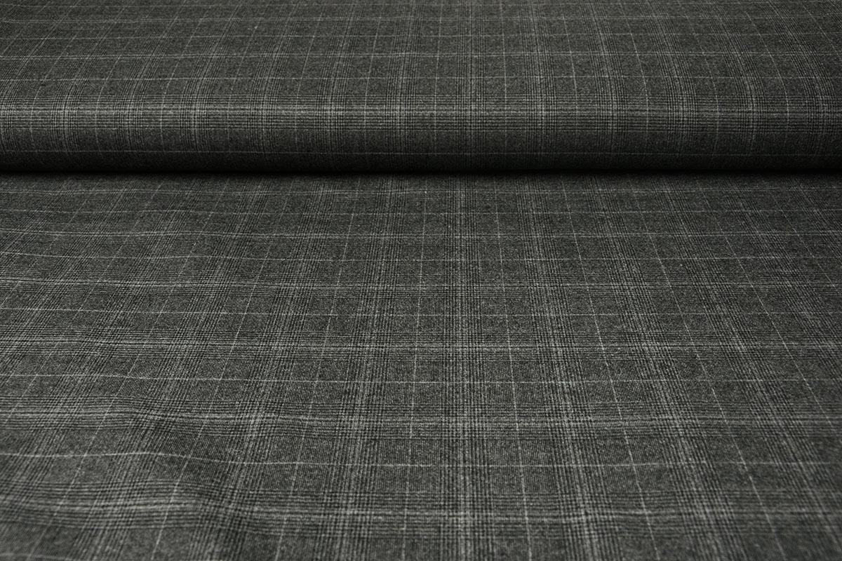 Gabardine Ruit Donker Grijs