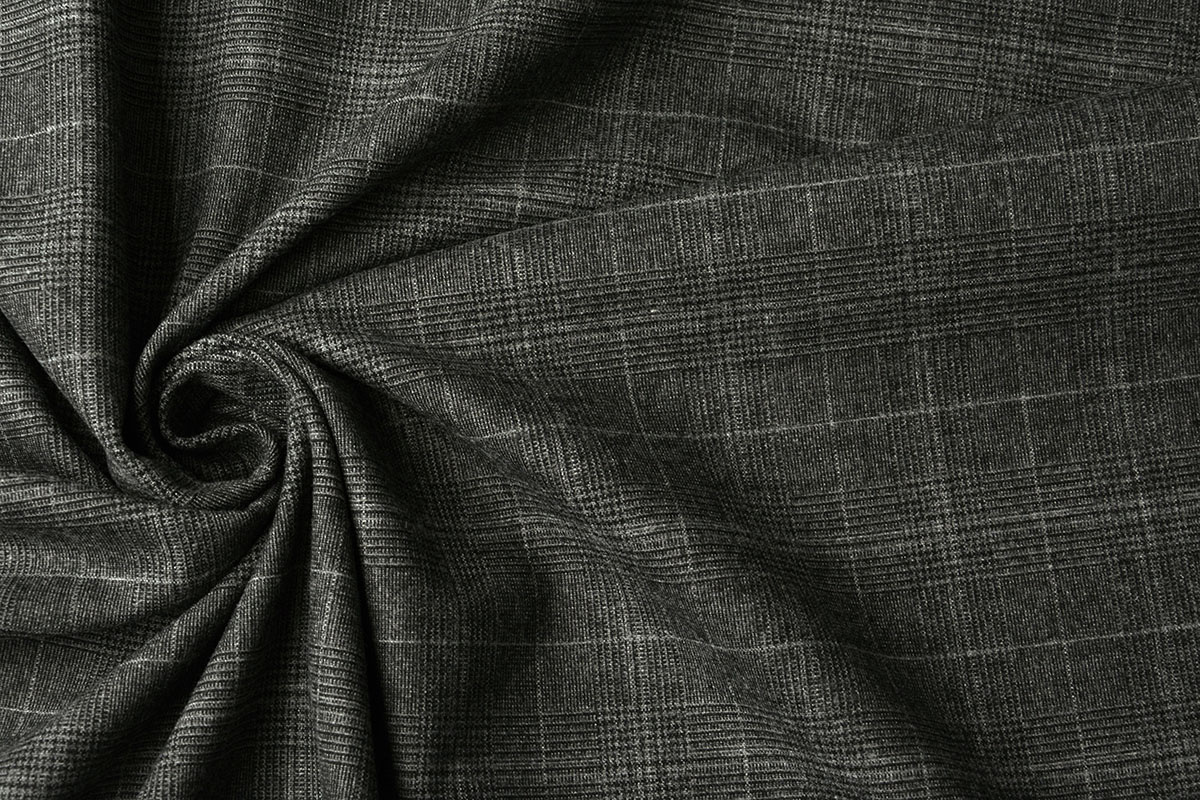 Gabardine Ruit Donker Grijs
