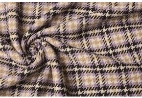 Woven Woolen Fabric Check Lilac