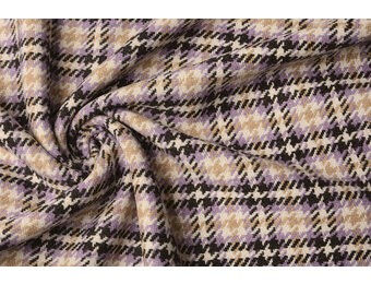 Woven Woolen Fabric Check Lilac